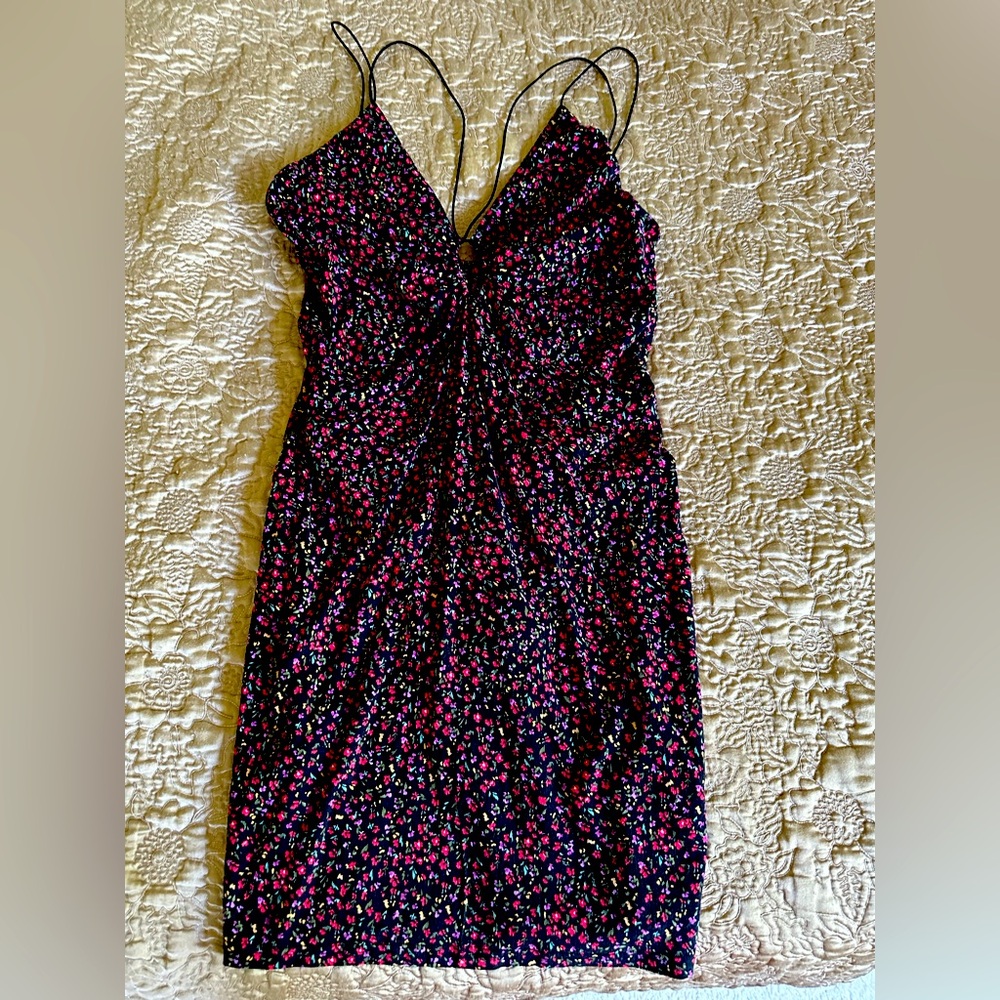 H&M Pink and Red Mini Sundress with Spaghetti Straps